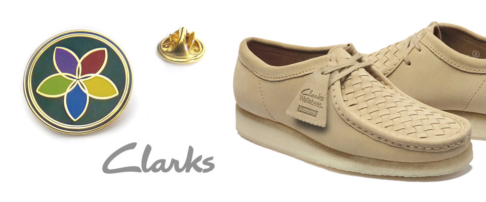 Premium enamel lapel pins custom made for Clarks shoes