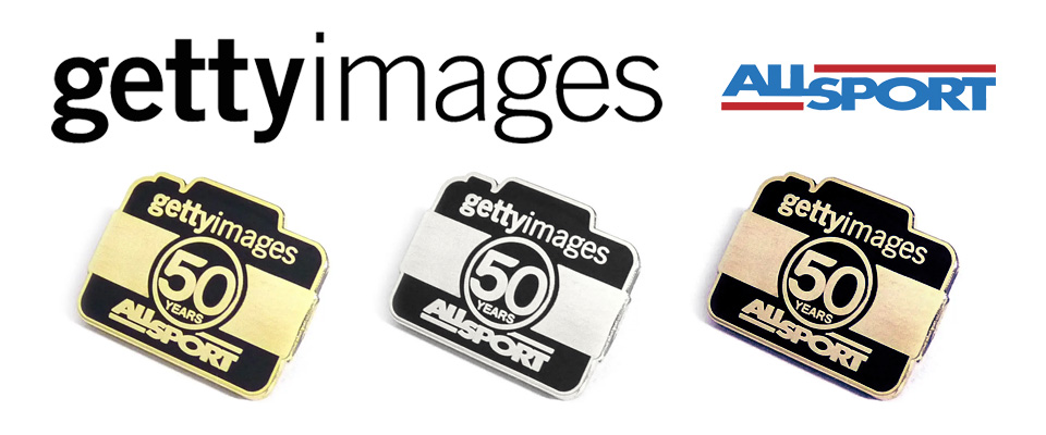 Premium enamel badges personalised for Getty Images brand.