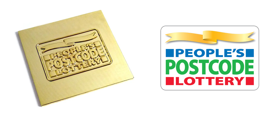 Pesonalised metal plate custom made for a postcode lottery promotion
