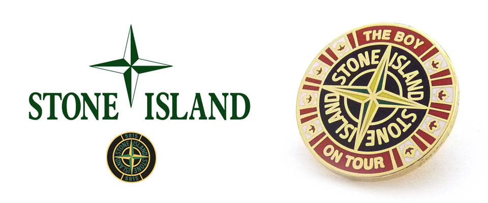 premium hard enamel badges custom made for Stone Island clothing brand