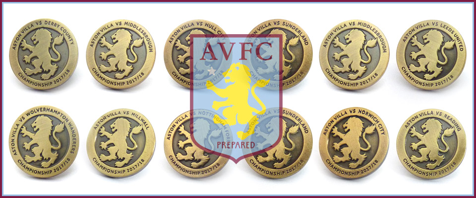 Premium antique gold football badges made for AVFC